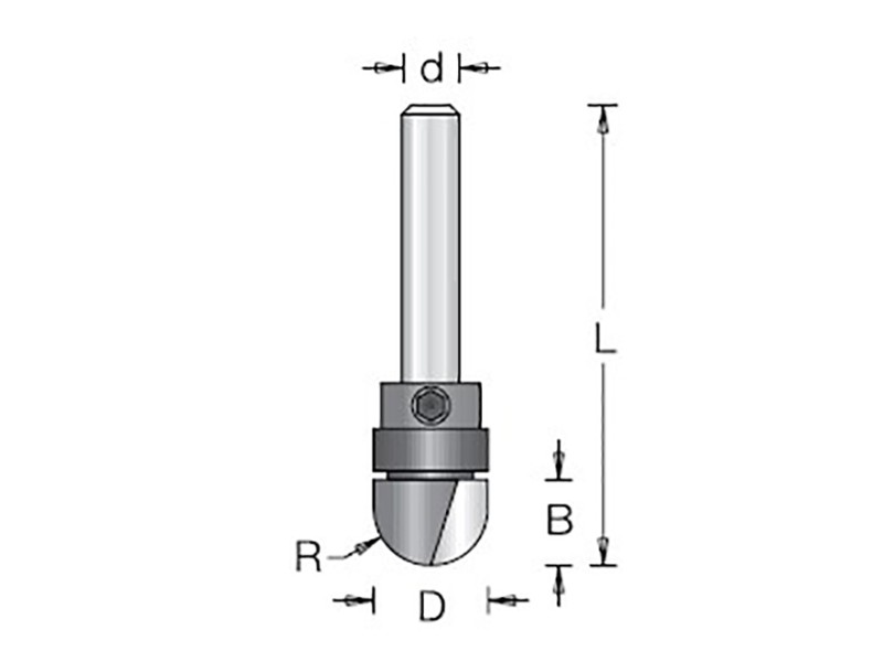 Фреза паз галтель по шаблону R6.35 D12.7x9.5 L51 подшипник. хвостовик 6 Dimar 1062123