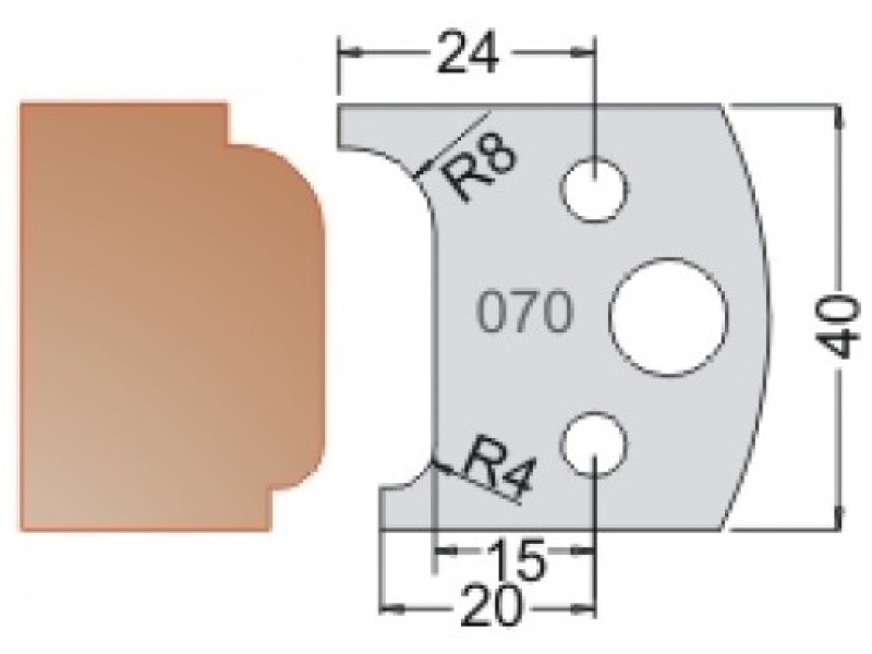 Нож Dimar МУЛЬТИСИСТЕМА HSS столешница два радиуса R4 40x20x4 3307040