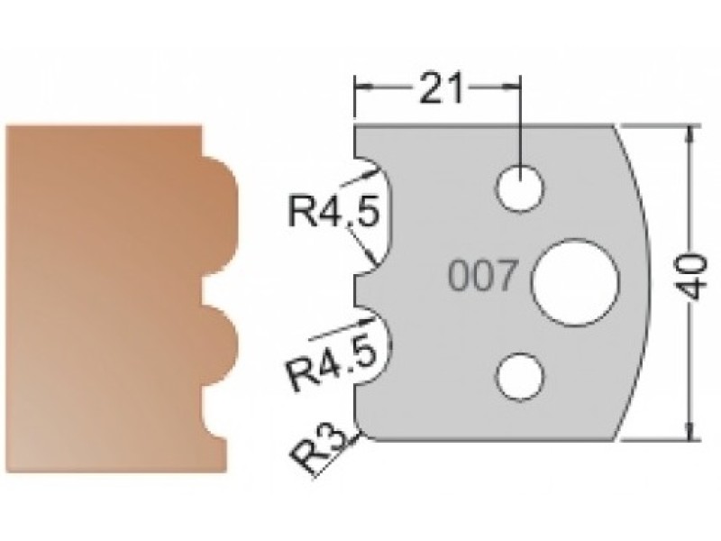 Нож Dimar МУЛЬТИСИСТЕМА HSS галтель R3 полуштап R4.5 40x20x4 3300740