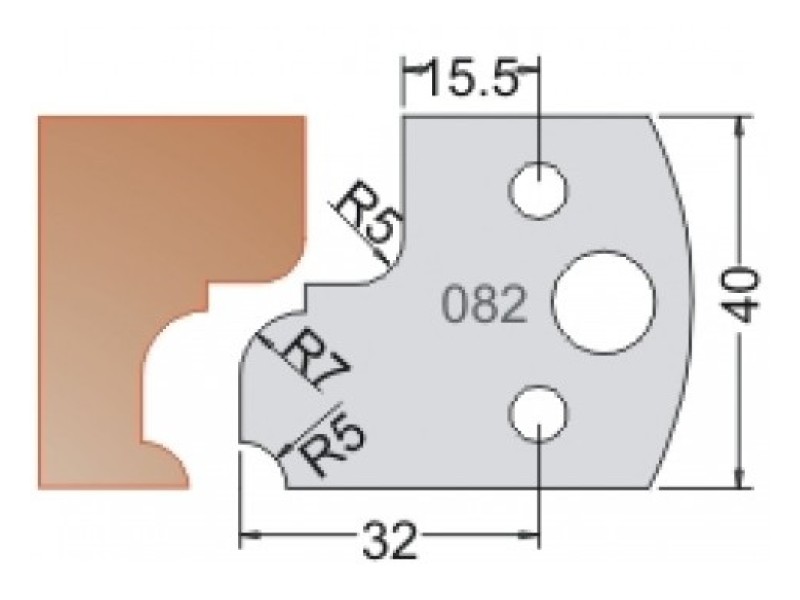 Нож Dimar МУЛЬТИСИСТЕМА HSS профиль классика с галтелью R7 40x20x4 3308240