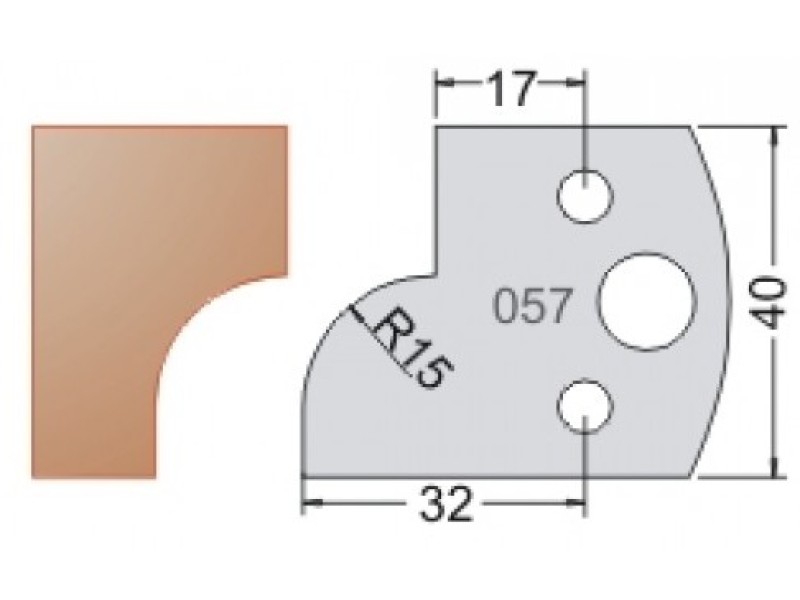 Нож Dimar МУЛЬТИСИСТЕМА HSS галтель и прямой R15 40x20x4 3305740