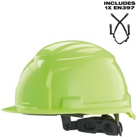Каска защитная Milwaukee BOLT100™ невентилируемая, желтая, с подбородком