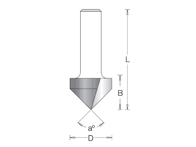 Фреза V паз 90 гр. D9.5x11 L42 хвостовик 6 Dimar 1050013