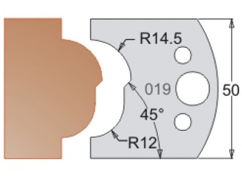 Нож Dimar МУЛЬТИСИСТЕМА HSS карниз милан R14.5;12 50x20x4 3301950