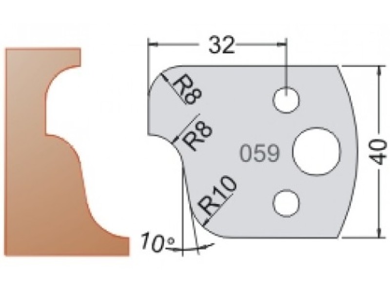 Нож Dimar МУЛЬТИСИСТЕМА HSS галтель и волна R8 40x20x4 3305940