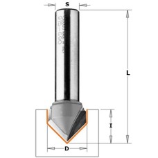 Фреза концевая CMT V-образная D=9,5 I=12,7 S=8,0 L=45,0 CMT 915.0913