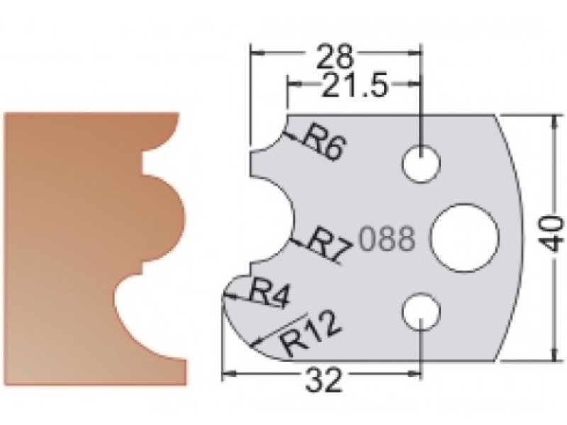 Нож Dimar МУЛЬТИСИСТЕМА HSS профиль карниз с галтелью R7 40x20x4 3308840