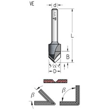 Фреза паз V 135 гр. для гибки Alucobond D19 B9.5 хвостовик 12 WPW VE13512