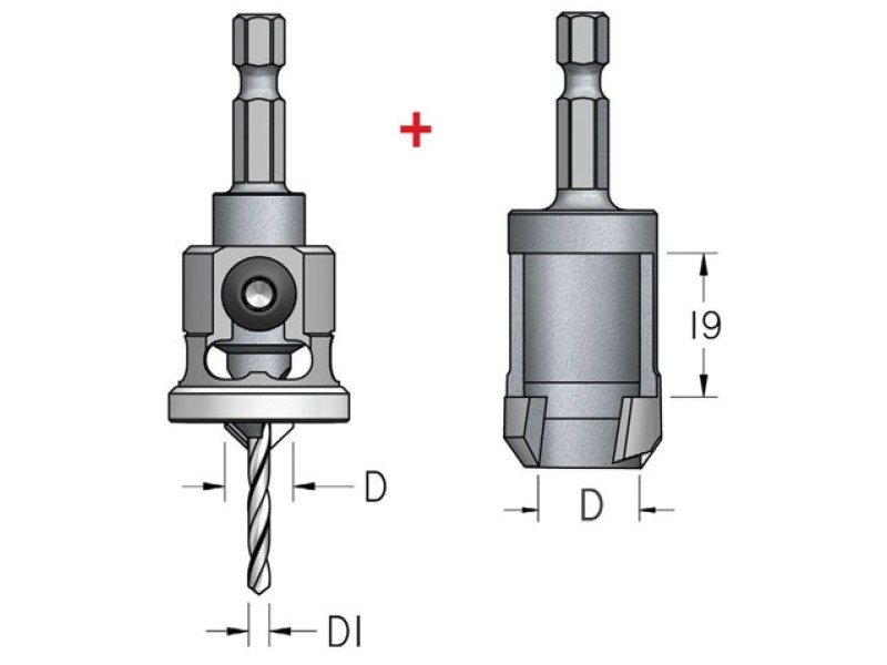 Комплект зенковки и пробочник D8 универсальное сверло 2.5 хвостовик HEX1/4 WPW PLP1254