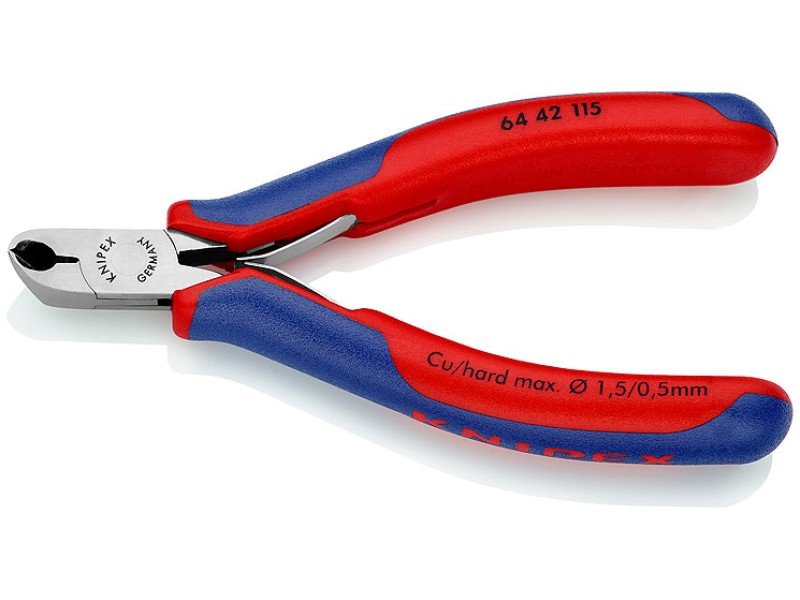 Кусачки торцевые для электроники, маленькая фаска, губки 27°, 115 мм, 2-комп ручки Knipex KN-6442115