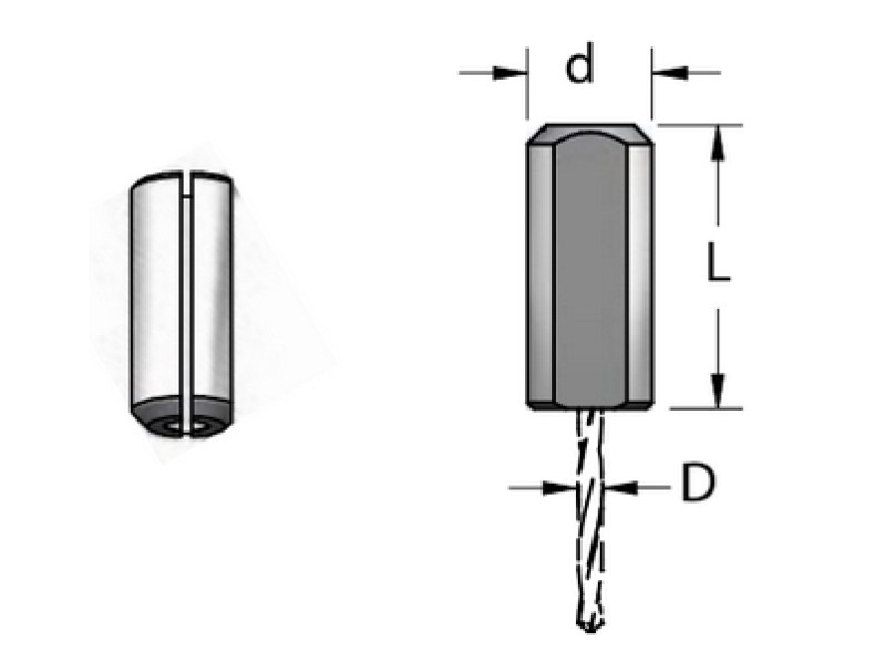 Втулка для сверла 5мм в присадочный патрон D10 L23 WPW TK10050