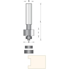 Фреза Dimar 1540019 для инкрустации торца из акрилового камня D22,2 паз 6,35x1,6 L78 подшипник, хвостовик 12