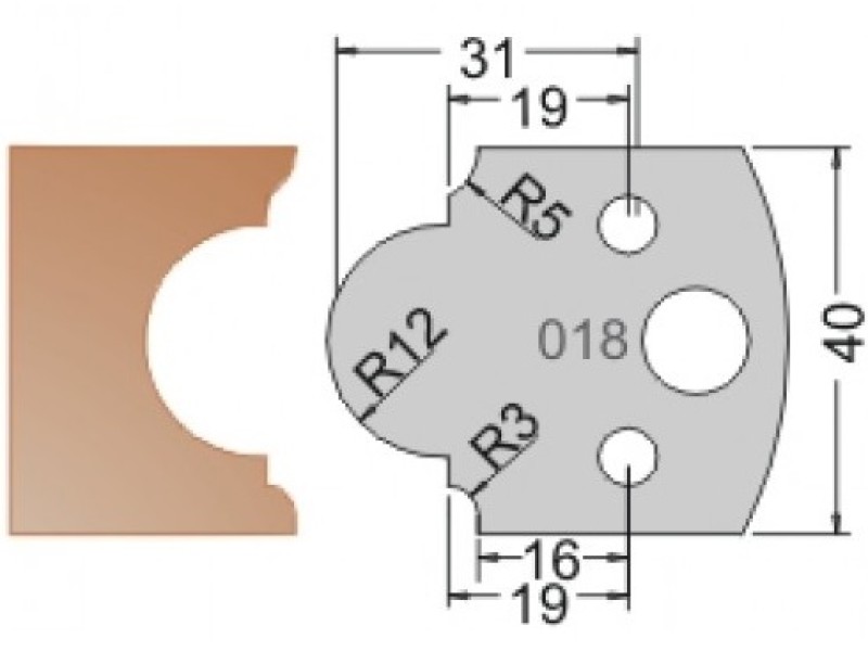 Нож Dimar МУЛЬТИСИСТЕМА HSS книжная полка R12 40x20x4 3301840