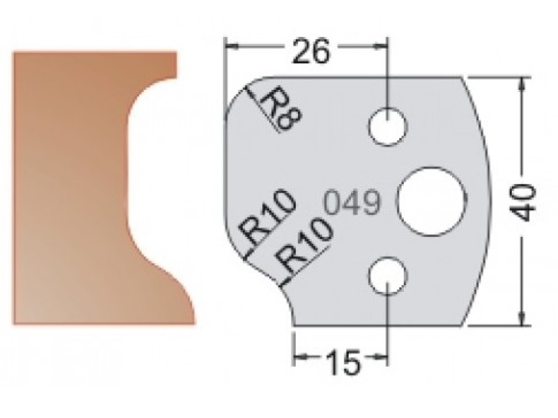 Нож Dimar МУЛЬТИСИСТЕМА HSS профиль с галтелью R8;10 40x20x4 3304940