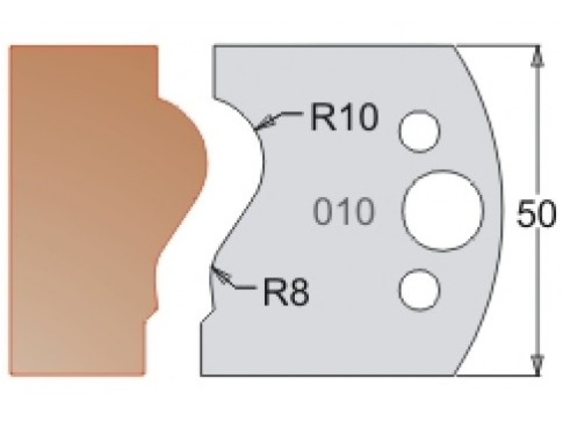 Нож Dimar МУЛЬТИСИСТЕМА HSS плинтус R10;8 50x20x4 3301050